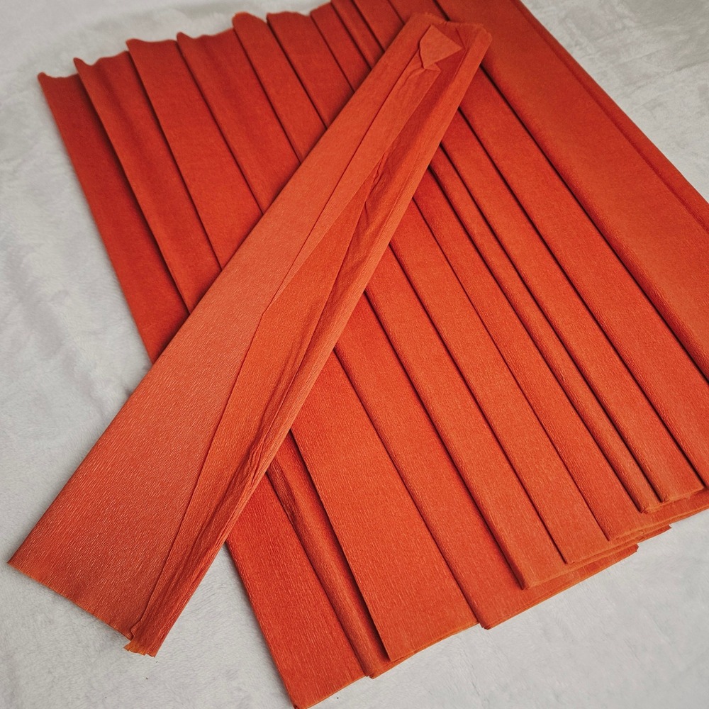 Spectra Art Crepe Paper Burnt Orange‎ Flameproof Folds 20in x 7.5ft 12ct Vintage